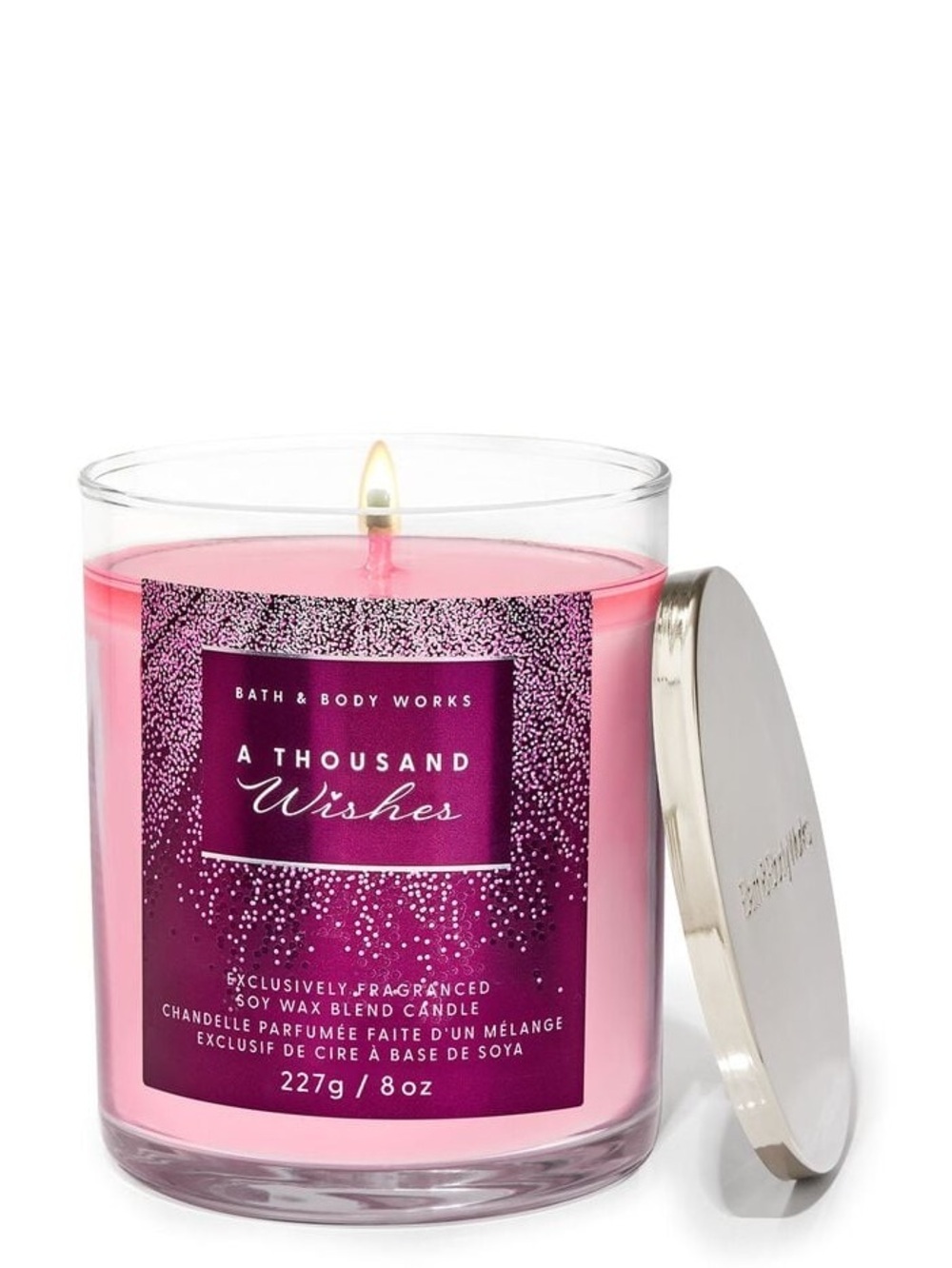 Bath & Body Works Crystal Peonies & Almond Crème Candle - Soft Pink